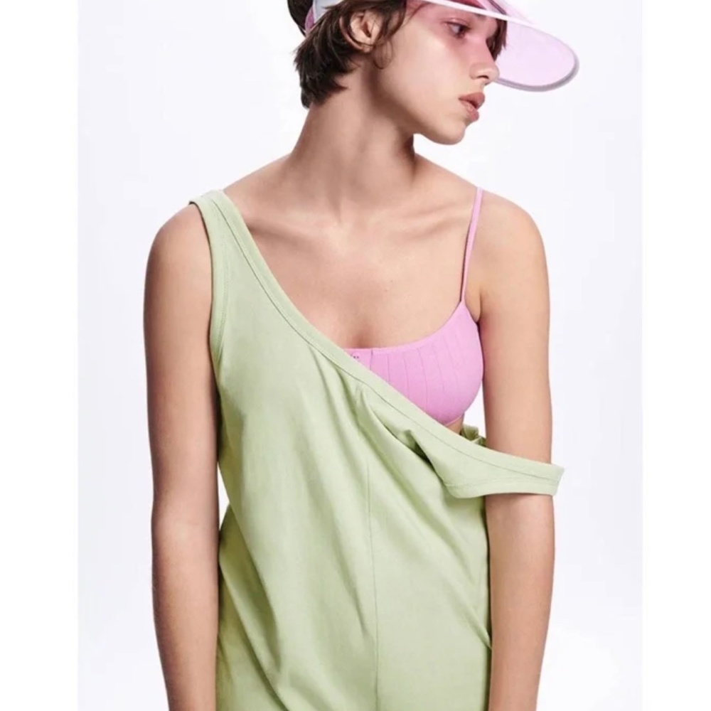 Zara Relaxed Fit Jumpsuit Pale Green Size Small